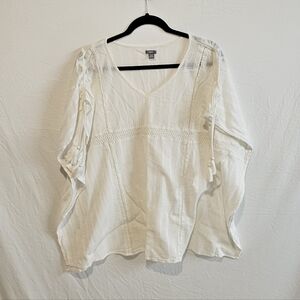 Aerie Cotton Blend Oversized Lagen Look Top L/XL Cream